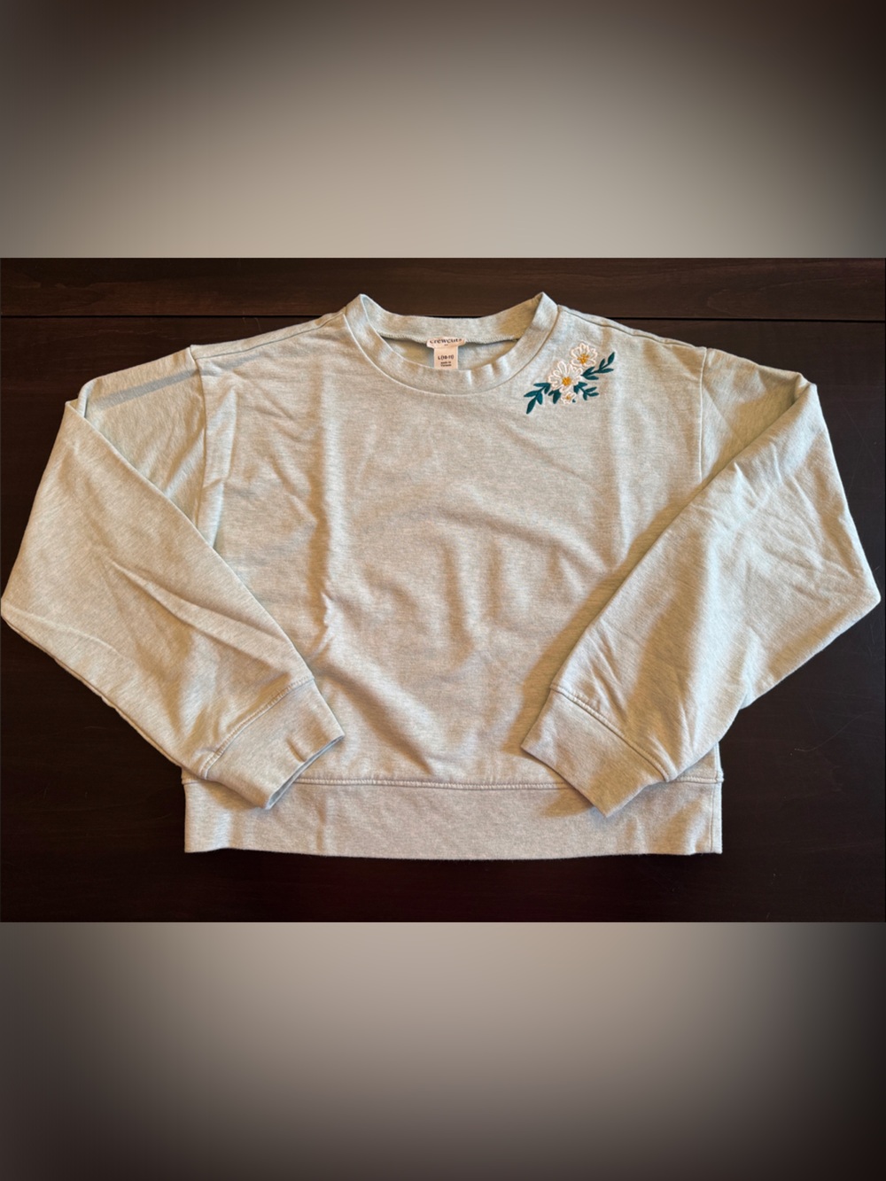 Mint Green embroidered Floral Accent Crewneck Sweatshirt for Kids